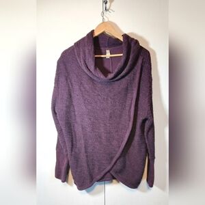 Denver Hayes Faux Wrap Cowl Neck Sweater | Purple Mauve | Size Medium